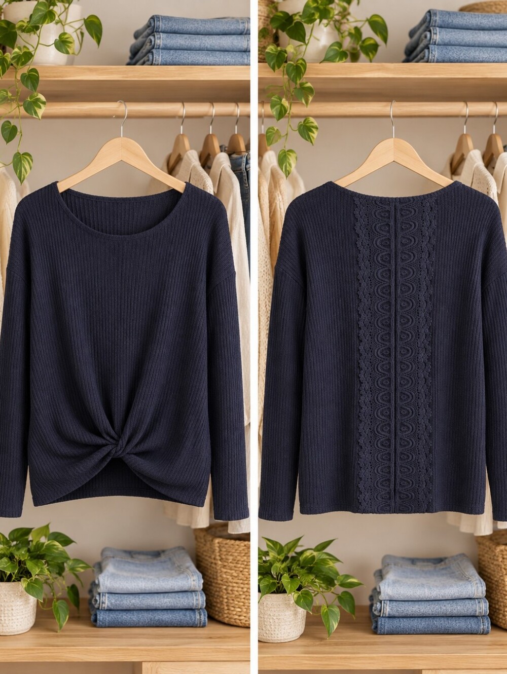 Artesia Navy Blue Women's Top L